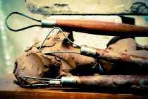 clay with three moulding tools